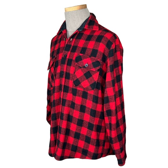 Buffalo Plaid Wool Blend Vintage Shacket By Outdoor Exchange Large 16-16 1/2 - Picture 11 of 11